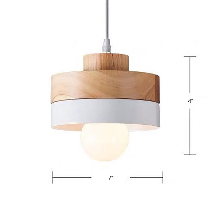 Wood Geometry Hanging Ceiling Light Contemporary 1-Light Metallic Suspension Lighting for Dining Room Clearhalo 'Ceiling Lights' 'Modern Pendants' 'Modern' 'Pendant Lights' 'Pendants' Lighting' 2024615