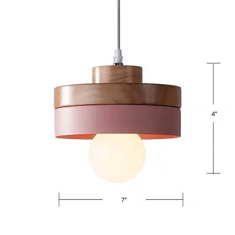 Wood Geometry Hanging Ceiling Light Contemporary 1-Light Metallic Suspension Lighting for Dining Room Clearhalo 'Ceiling Lights' 'Modern Pendants' 'Modern' 'Pendant Lights' 'Pendants' Lighting' 2024619