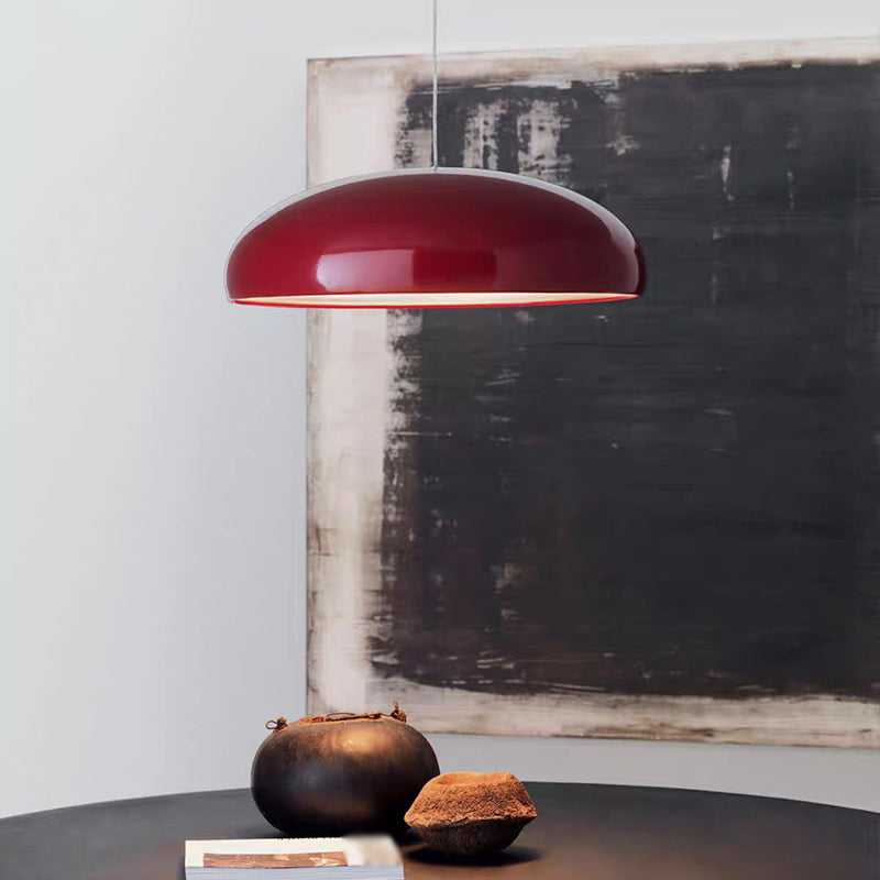 Bowl Shade Drop Pendant Modernist Metal 1 Light Suspension Light for Dining Room Red Clearhalo 'Ceiling Lights' 'Modern Pendants' 'Modern' 'Pendant Lights' 'Pendants' Lighting' 2024635
