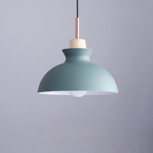 Geometric Dining Room Pendant Lamp Metal 1-Light Contemporary Ceiling Suspension Light with Wood Top Green Clearhalo 'Ceiling Lights' 'Modern Pendants' 'Modern' 'Pendant Lights' 'Pendants' Lighting' 2024637