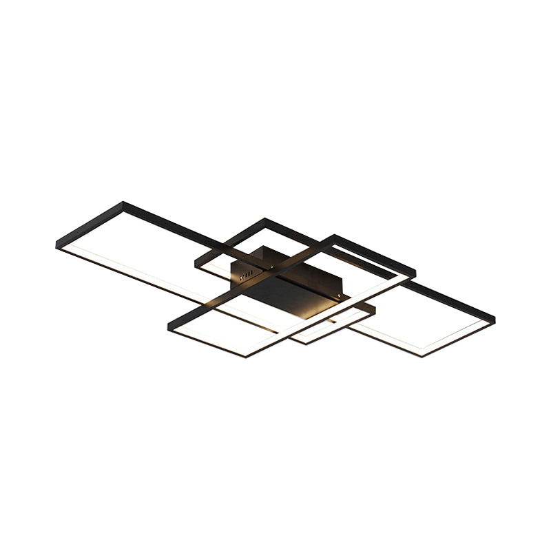 33.5"/41" Wide Traverse Flush Ceiling Light Contemporary Acrylic LED Black/White Flushmount Lighting in Warm/White/Natural Light Clearhalo 'Ceiling Lights' 'Close To Ceiling Lights' 'Close to ceiling' 'Flush mount' Lighting' 202470