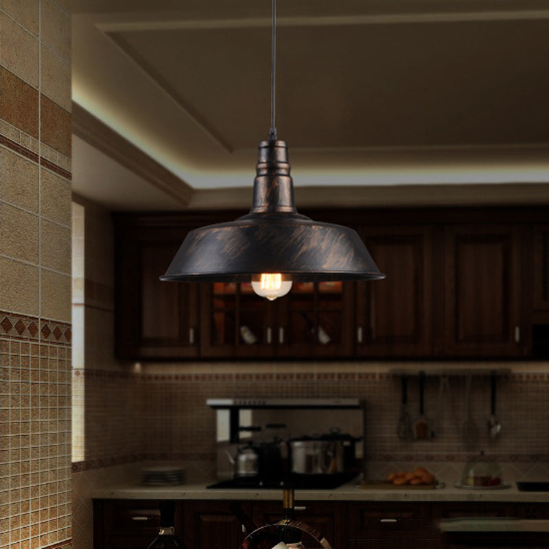 Metallic Hanging Pendant Light Barn Shade 1 Head Industrial Down Lighting for Kitchen Rust Clearhalo 'Art Deco Pendants' 'Cast Iron' 'Ceiling Lights' 'Ceramic' 'Crystal' 'Industrial Pendants' 'Industrial' 'Metal' 'Middle Century Pendants' 'Pendant Lights' 'Pendants' 'Tiffany' Lighting' 2024722