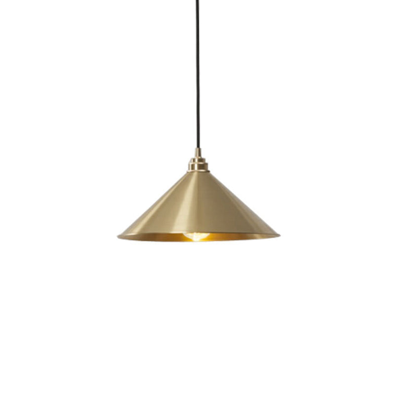 Cone Dining Room Pendant Lamp Rustic Metallic 1 Bulb Brass Finish Down Lighting Clearhalo 'Art Deco Pendants' 'Cast Iron' 'Ceiling Lights' 'Ceramic' 'Crystal' 'Industrial Pendants' 'Industrial' 'Metal' 'Middle Century Pendants' 'Pendant Lights' 'Pendants' 'Tiffany' Lighting' 2024780