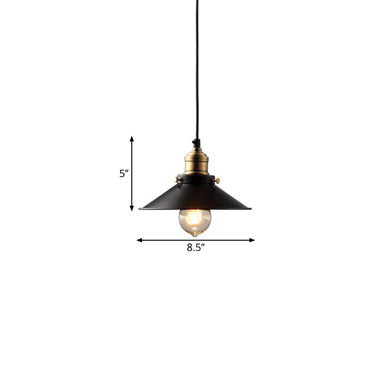 Black 1 Light Pendant Light Fixture Farmhouse Metal Wide Flare Ceiling Suspension Lamp Clearhalo 'Art Deco Pendants' 'Black' 'Cast Iron' 'Ceiling Lights' 'Ceramic' 'Crystal' 'Industrial Pendants' 'Industrial' 'Metal' 'Middle Century Pendants' 'Pendant Lights' 'Pendants' 'Rustic Pendants' 'Tiffany' Lighting' 2024792