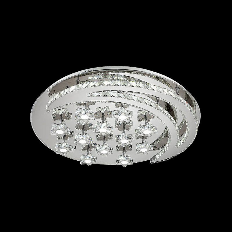 Chrome Moon and Star Flush Light Contemporary Clear Crystal LED Close to Ceiling Lamp Clearhalo 'Ceiling Lights' 'Close To Ceiling Lights' 'Close to ceiling' 'Flush mount' Lighting' 2024826