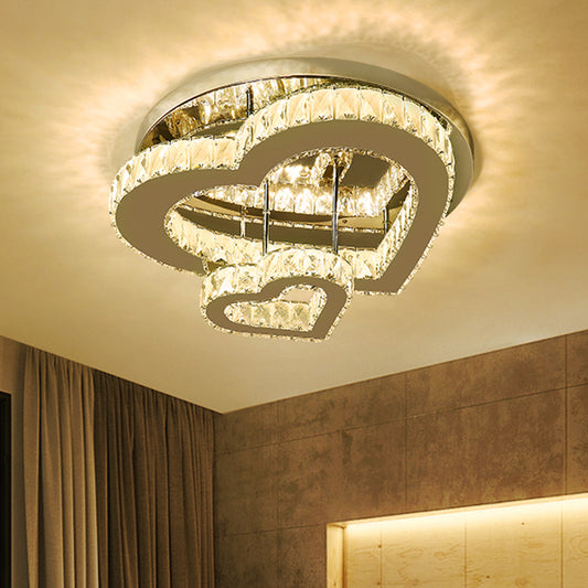 Heart Shaped Flush Light Fixture Minimalist Clear Crystal LED Close to Ceiling Lighting for Bedroom Clear Clearhalo 'Ceiling Lights' 'Close To Ceiling Lights' 'Close to ceiling' 'Flush mount' Lighting' 2024828