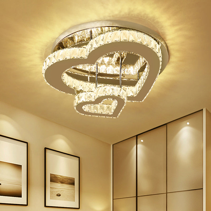 Heart Shaped Flush Light Fixture Minimalist Clear Crystal LED Close to Ceiling Lighting for Bedroom Clearhalo 'Ceiling Lights' 'Close To Ceiling Lights' 'Close to ceiling' 'Flush mount' Lighting' 2024829