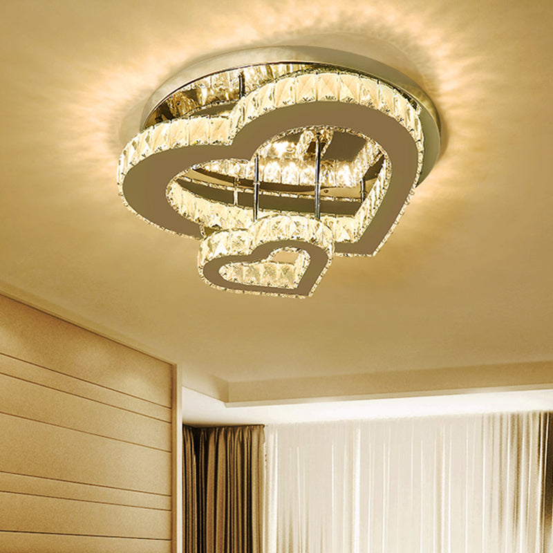 Heart Shaped Flush Light Fixture Minimalist Clear Crystal LED Close to Ceiling Lighting for Bedroom Clearhalo 'Ceiling Lights' 'Close To Ceiling Lights' 'Close to ceiling' 'Flush mount' Lighting' 2024830