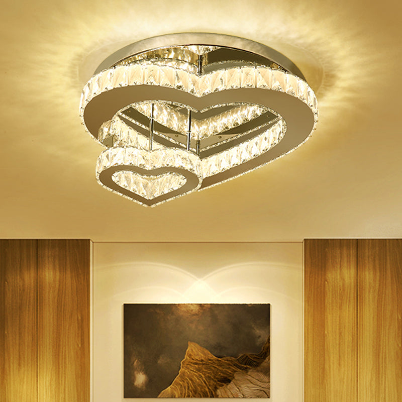 Heart Shaped Flush Light Fixture Minimalist Clear Crystal LED Close to Ceiling Lighting for Bedroom Clearhalo 'Ceiling Lights' 'Close To Ceiling Lights' 'Close to ceiling' 'Flush mount' Lighting' 2024831