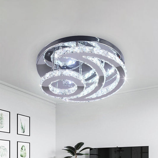 Modernist LED Flush Ceiling Light Chrome Moon Flush Mount Lighting with Clear Crystal Shade Clearhalo 'Ceiling Lights' 'Close To Ceiling Lights' 'Close to ceiling' 'Flush mount' Lighting' 2024836