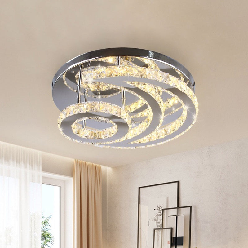 Modernist LED Flush Ceiling Light Chrome Moon Flush Mount Lighting with Clear Crystal Shade Clearhalo 'Ceiling Lights' 'Close To Ceiling Lights' 'Close to ceiling' 'Flush mount' Lighting' 2024837