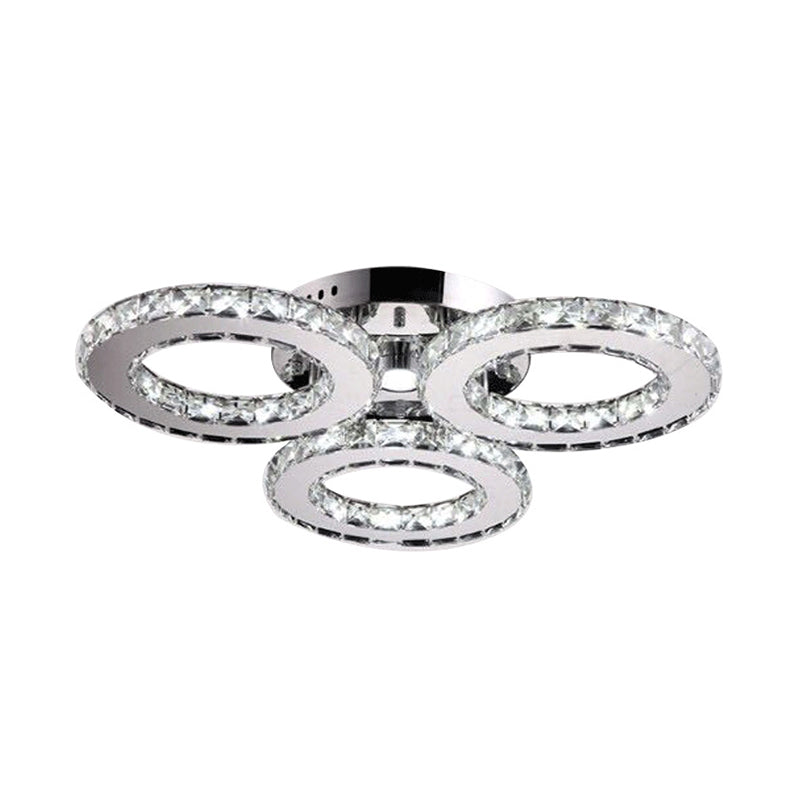 Circular Flush Mount Fixture Minimalist Clear Crystal LED Bedroom Ceiling Light in Chrome Clear Clearhalo 'Ceiling Lights' 'Close To Ceiling Lights' 'Close to ceiling' 'Flush mount' Lighting' 2024840