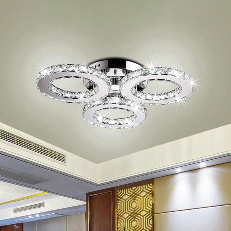 Circular Flush Mount Fixture Minimalist Clear Crystal LED Bedroom Ceiling Light in Chrome Clearhalo 'Ceiling Lights' 'Close To Ceiling Lights' 'Close to ceiling' 'Flush mount' Lighting' 2024841