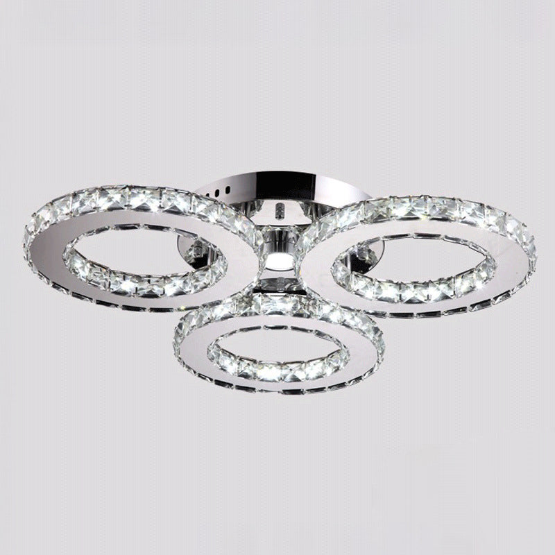 Circular Flush Mount Fixture Minimalist Clear Crystal LED Bedroom Ceiling Light in Chrome Clearhalo 'Ceiling Lights' 'Close To Ceiling Lights' 'Close to ceiling' 'Flush mount' Lighting' 2024842