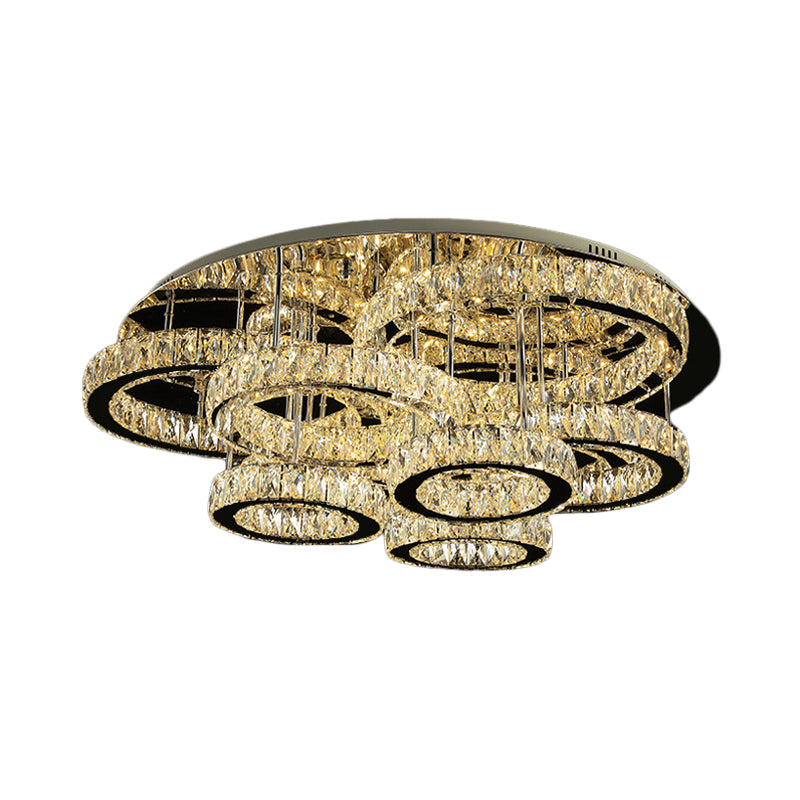 Modernism Tiered Circle Flush Mount Lamp Clear Crystal LED Bedroom Ceiling Mounted Fixture in Chrome Clearhalo 'Ceiling Lights' 'Close To Ceiling Lights' 'Close to ceiling' 'Flush mount' Lighting' 2024847