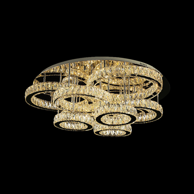 Modernism Tiered Circle Flush Mount Lamp Clear Crystal LED Bedroom Ceiling Mounted Fixture in Chrome Clearhalo 'Ceiling Lights' 'Close To Ceiling Lights' 'Close to ceiling' 'Flush mount' Lighting' 2024848