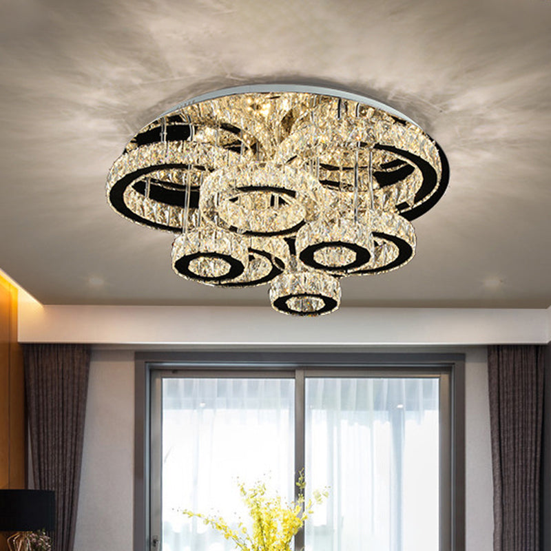 Modernism Tiered Circle Flush Mount Lamp Clear Crystal LED Bedroom Ceiling Mounted Fixture in Chrome Clear Medium Clearhalo 'Ceiling Lights' 'Close To Ceiling Lights' 'Close to ceiling' 'Flush mount' Lighting' 2024850