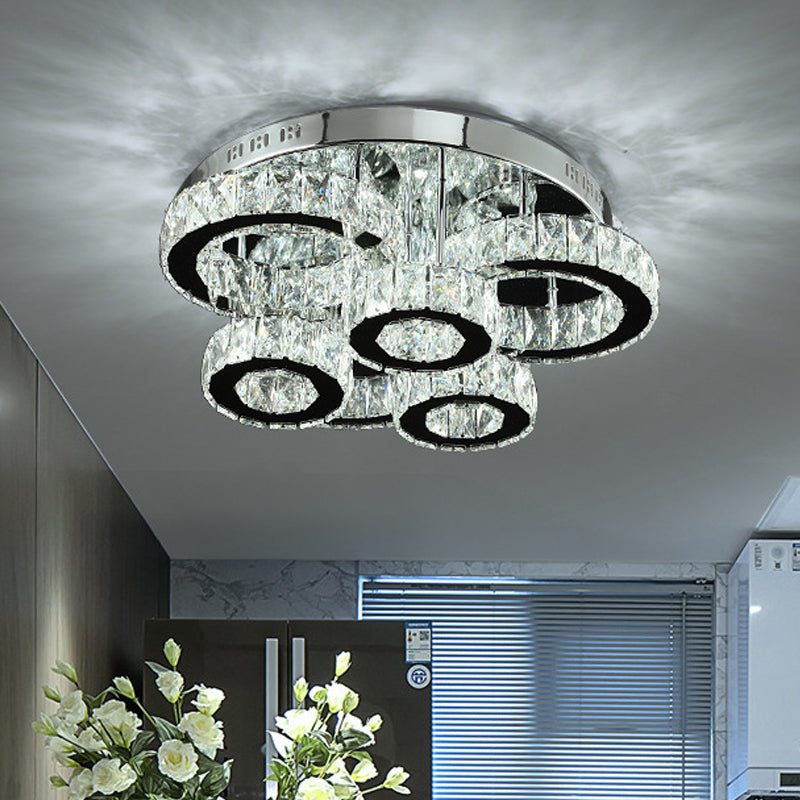 Modernism Tiered Circle Flush Mount Lamp Clear Crystal LED Bedroom Ceiling Mounted Fixture in Chrome Clear Small Clearhalo 'Ceiling Lights' 'Close To Ceiling Lights' 'Close to ceiling' 'Flush mount' Lighting' 2024854