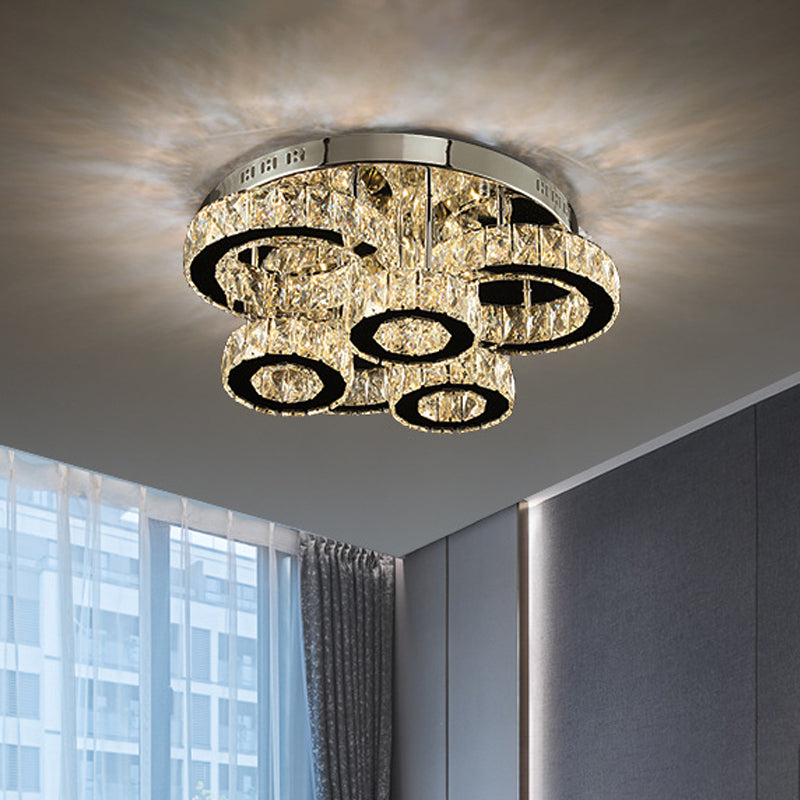 Modernism Tiered Circle Flush Mount Lamp Clear Crystal LED Bedroom Ceiling Mounted Fixture in Chrome Clearhalo 'Ceiling Lights' 'Close To Ceiling Lights' 'Close to ceiling' 'Flush mount' Lighting' 2024855