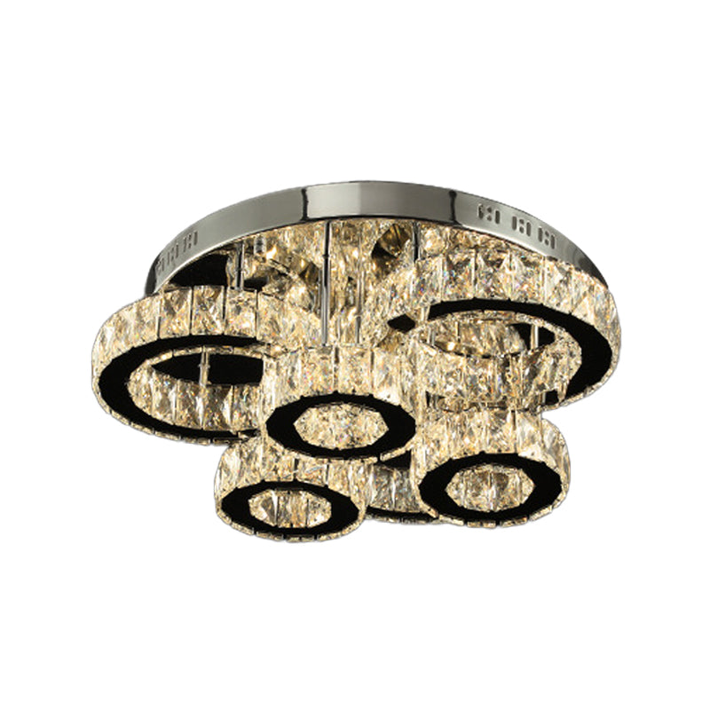 Modernism Tiered Circle Flush Mount Lamp Clear Crystal LED Bedroom Ceiling Mounted Fixture in Chrome Clearhalo 'Ceiling Lights' 'Close To Ceiling Lights' 'Close to ceiling' 'Flush mount' Lighting' 2024856