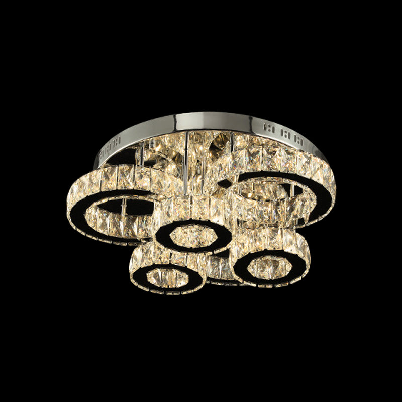 Modernism Tiered Circle Flush Mount Lamp Clear Crystal LED Bedroom Ceiling Mounted Fixture in Chrome Clearhalo 'Ceiling Lights' 'Close To Ceiling Lights' 'Close to ceiling' 'Flush mount' Lighting' 2024857