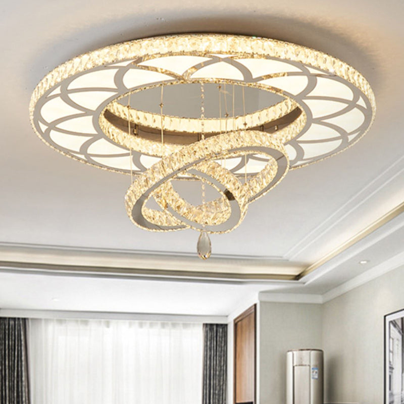 Clear Crystal Rings Flush Mount Light Minimalist LED Close to Ceiling Lamp for Living Room Clearhalo 'Ceiling Lights' 'Close To Ceiling Lights' 'Close to ceiling' 'Flush mount' Lighting' 2024861