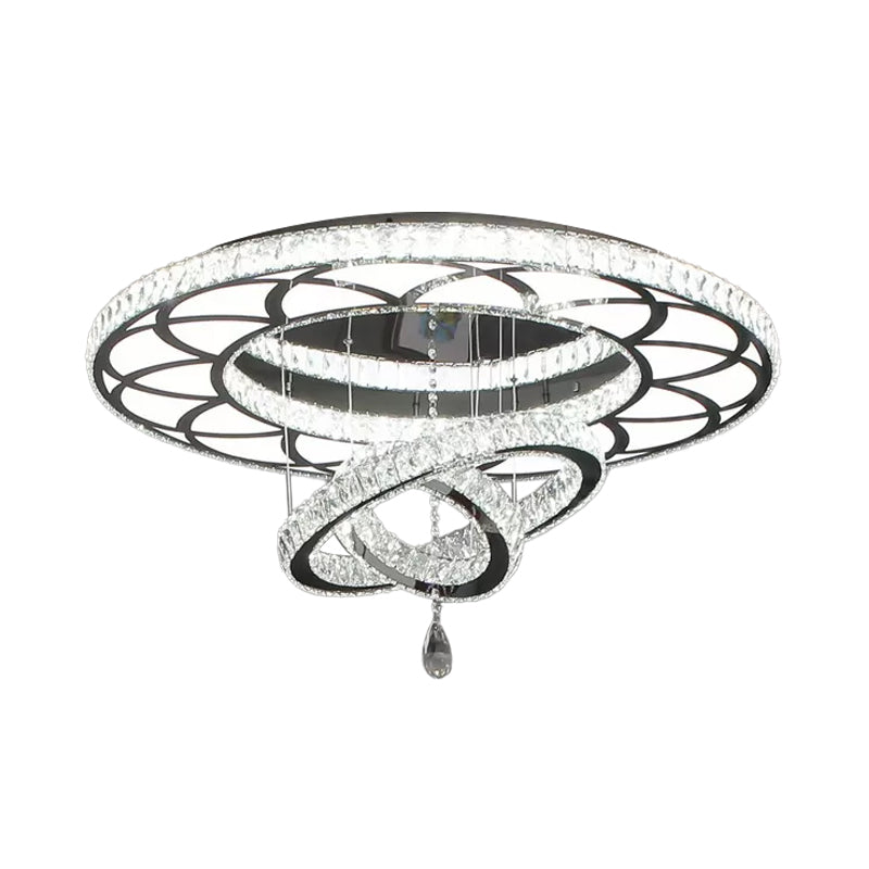 Clear Crystal Rings Flush Mount Light Minimalist LED Close to Ceiling Lamp for Living Room Clearhalo 'Ceiling Lights' 'Close To Ceiling Lights' 'Close to ceiling' 'Flush mount' Lighting' 2024863