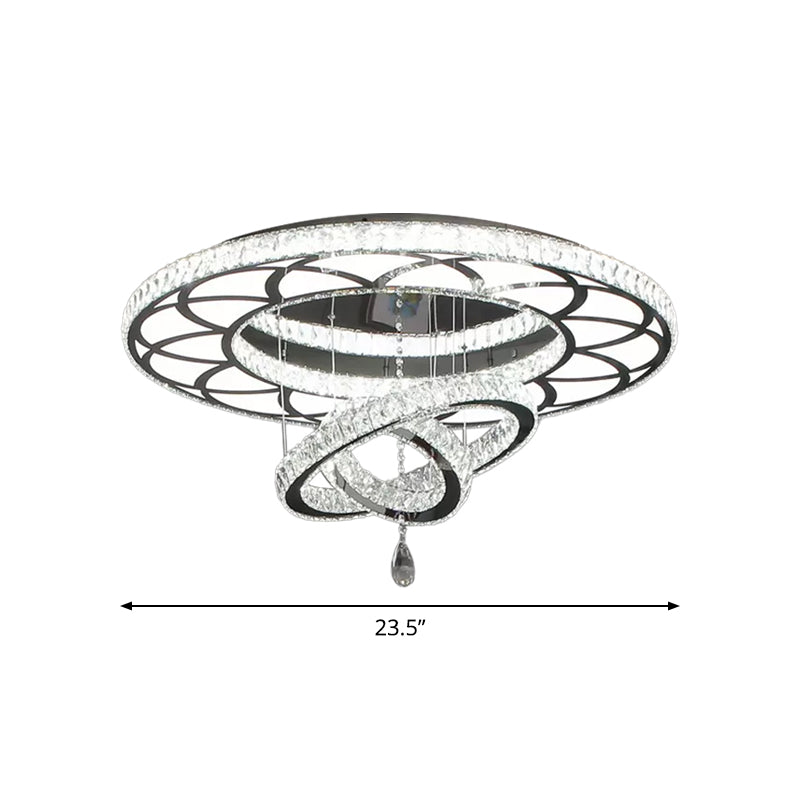 Clear Crystal Rings Flush Mount Light Minimalist LED Close to Ceiling Lamp for Living Room Clearhalo 'Ceiling Lights' 'Close To Ceiling Lights' 'Close to ceiling' 'Flush mount' Lighting' 2024864