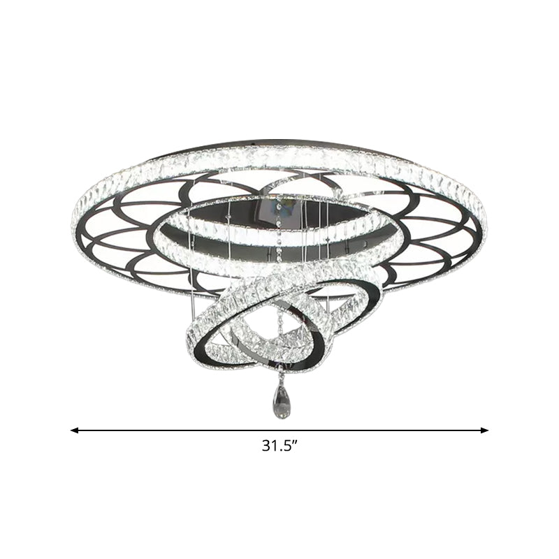 Clear Crystal Rings Flush Mount Light Minimalist LED Close to Ceiling Lamp for Living Room Clearhalo 'Ceiling Lights' 'Close To Ceiling Lights' 'Close to ceiling' 'Flush mount' Lighting' 2024865