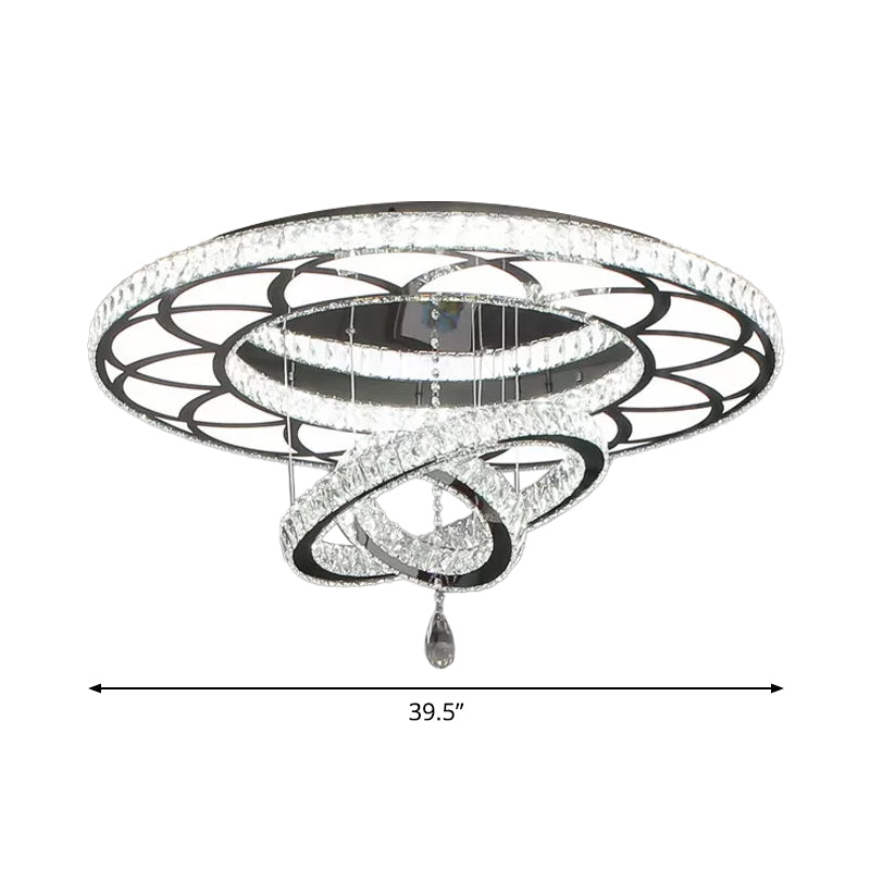 Clear Crystal Rings Flush Mount Light Minimalist LED Close to Ceiling Lamp for Living Room Clearhalo 'Ceiling Lights' 'Close To Ceiling Lights' 'Close to ceiling' 'Flush mount' Lighting' 2024866