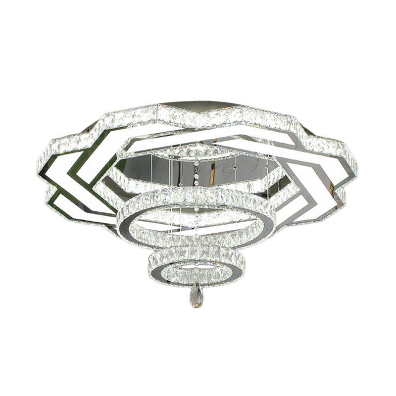 Clear Crystal Rings Flush Mount Light Minimalist LED Close to Ceiling Lamp for Living Room Clearhalo 'Ceiling Lights' 'Close To Ceiling Lights' 'Close to ceiling' 'Flush mount' Lighting' 2024870