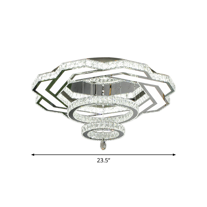 Clear Crystal Rings Flush Mount Light Minimalist LED Close to Ceiling Lamp for Living Room Clearhalo 'Ceiling Lights' 'Close To Ceiling Lights' 'Close to ceiling' 'Flush mount' Lighting' 2024871