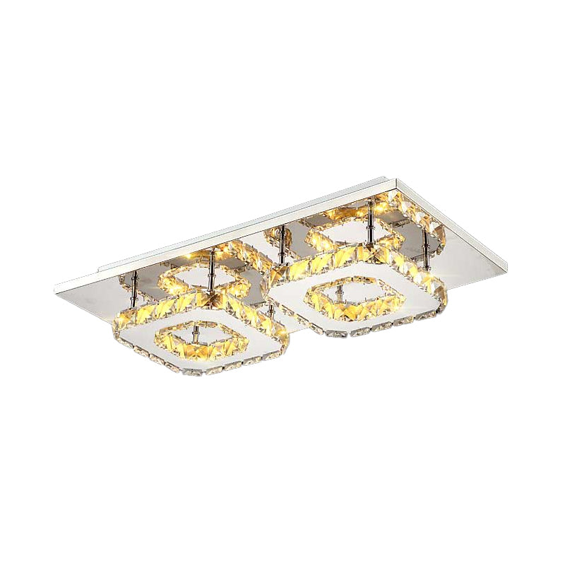 Square Beveled Crystal Ceiling Flush Mount Modernist LED Chrome Flush Light Fixture for Corridor Clearhalo 'Ceiling Lights' 'Close To Ceiling Lights' 'Close to ceiling' 'Flush mount' Lighting' 2024884