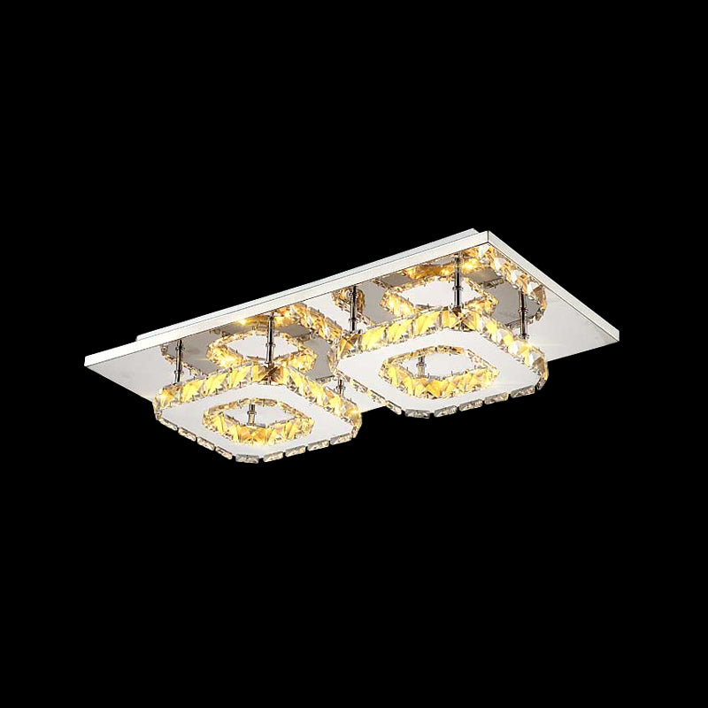 Square Beveled Crystal Ceiling Flush Mount Modernist LED Chrome Flush Light Fixture for Corridor Clearhalo 'Ceiling Lights' 'Close To Ceiling Lights' 'Close to ceiling' 'Flush mount' Lighting' 2024885