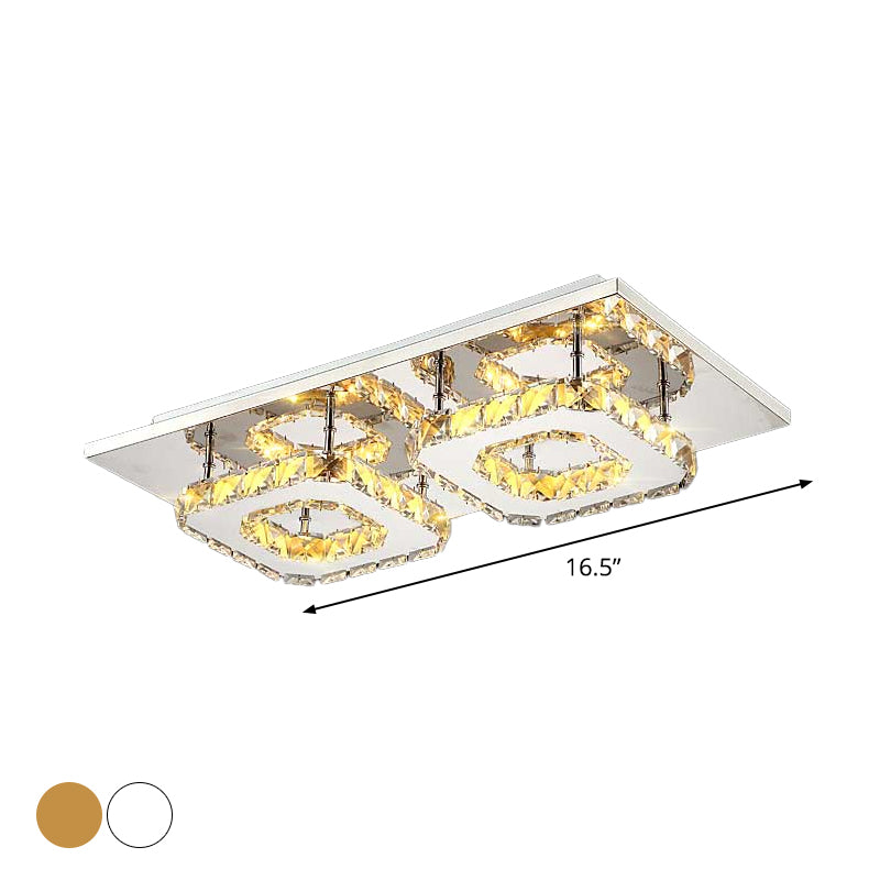 Square Beveled Crystal Ceiling Flush Mount Modernist LED Chrome Flush Light Fixture for Corridor Clearhalo 'Ceiling Lights' 'Close To Ceiling Lights' 'Close to ceiling' 'Flush mount' Lighting' 2024886