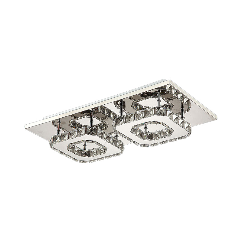 Square Beveled Crystal Ceiling Flush Mount Modernist LED Chrome Flush Light Fixture for Corridor Clear 1 Tier Clearhalo 'Ceiling Lights' 'Close To Ceiling Lights' 'Close to ceiling' 'Flush mount' Lighting' 2024887