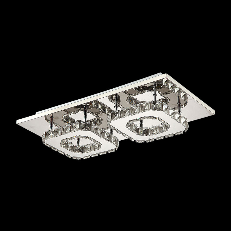 Square Beveled Crystal Ceiling Flush Mount Modernist LED Chrome Flush Light Fixture for Corridor Clearhalo 'Ceiling Lights' 'Close To Ceiling Lights' 'Close to ceiling' 'Flush mount' Lighting' 2024888