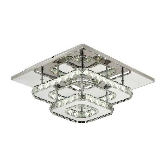 Clear Crystal Square Ceiling Lamp Contemporary LED Chrome Flush Mount Lighting for Porch Clearhalo 'Ceiling Lights' 'Close To Ceiling Lights' 'Close to ceiling' 'Flush mount' Lighting' 2024899