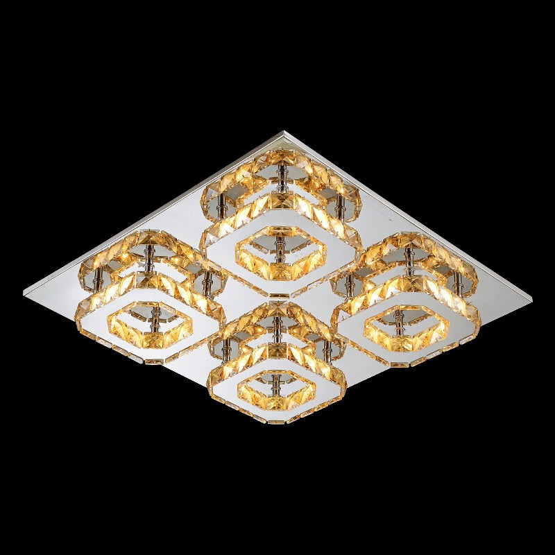 Block Flush Ceiling Light Modern Style Faceted Crystal Chrome Flushmount Lighting Clearhalo 'Ceiling Lights' 'Close To Ceiling Lights' 'Close to ceiling' 'Flush mount' Lighting' 2024905