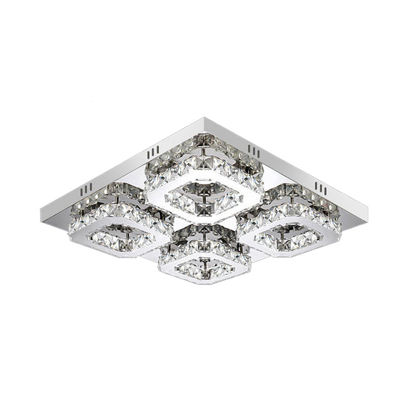 Block Flush Ceiling Light Modern Style Faceted Crystal Chrome Flushmount Lighting Clearhalo 'Ceiling Lights' 'Close To Ceiling Lights' 'Close to ceiling' 'Flush mount' Lighting' 2024908