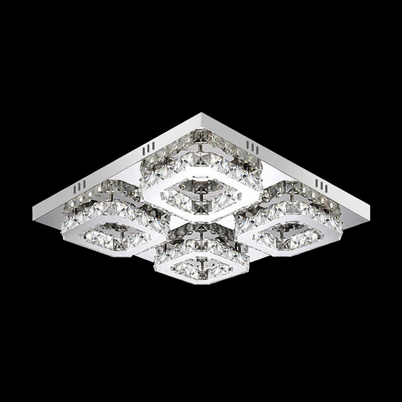 Block Flush Ceiling Light Modern Style Faceted Crystal Chrome Flushmount Lighting Clearhalo 'Ceiling Lights' 'Close To Ceiling Lights' 'Close to ceiling' 'Flush mount' Lighting' 2024909