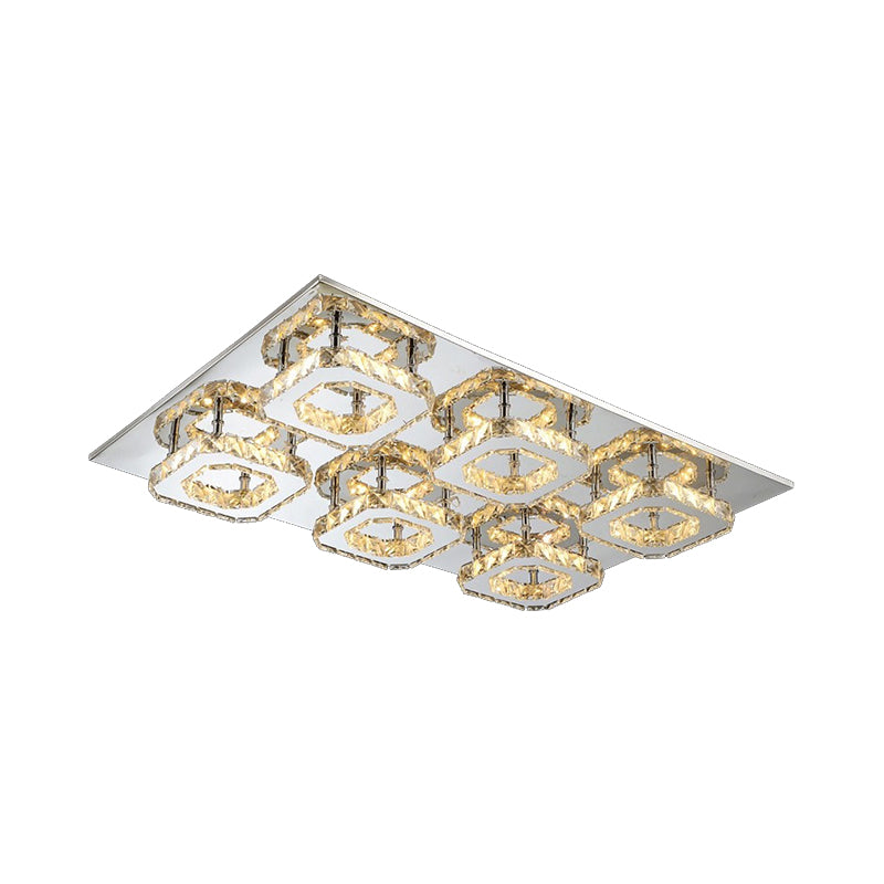 Block Flush Ceiling Light Modern Style Faceted Crystal Chrome Flushmount Lighting Clearhalo 'Ceiling Lights' 'Close To Ceiling Lights' 'Close to ceiling' 'Flush mount' Lighting' 2024911