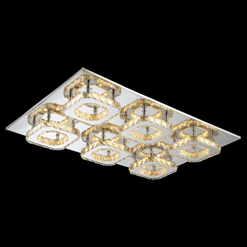 Block Flush Ceiling Light Modern Style Faceted Crystal Chrome Flushmount Lighting Clearhalo 'Ceiling Lights' 'Close To Ceiling Lights' 'Close to ceiling' 'Flush mount' Lighting' 2024912