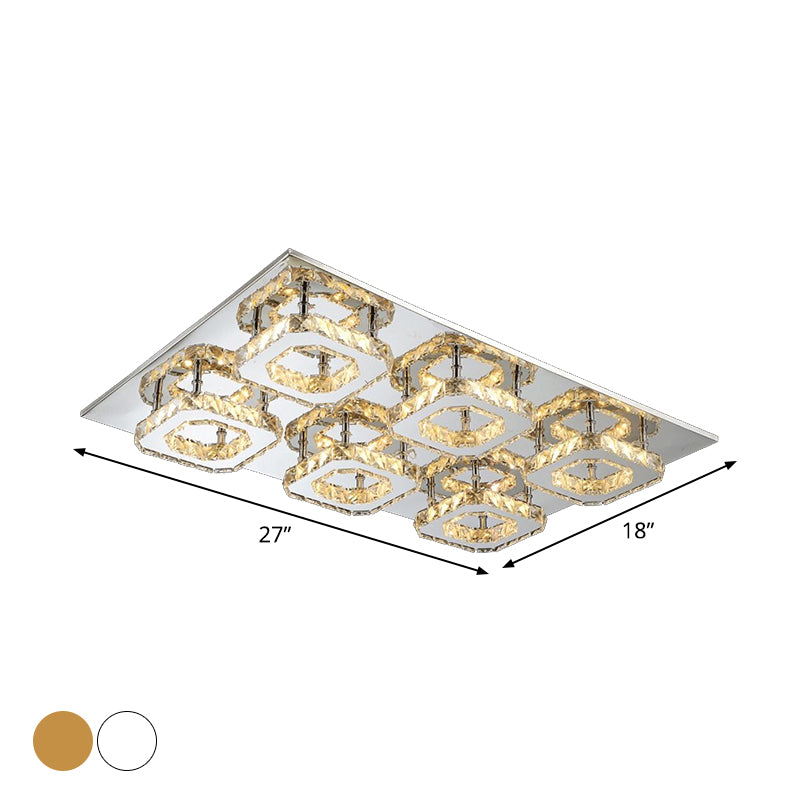 Block Flush Ceiling Light Modern Style Faceted Crystal Chrome Flushmount Lighting Clearhalo 'Ceiling Lights' 'Close To Ceiling Lights' 'Close to ceiling' 'Flush mount' Lighting' 2024913