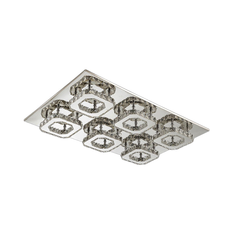 Block Flush Ceiling Light Modern Style Faceted Crystal Chrome Flushmount Lighting 6 Clear Clearhalo 'Ceiling Lights' 'Close To Ceiling Lights' 'Close to ceiling' 'Flush mount' Lighting' 2024914