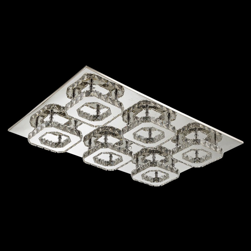 Block Flush Ceiling Light Modern Style Faceted Crystal Chrome Flushmount Lighting Clearhalo 'Ceiling Lights' 'Close To Ceiling Lights' 'Close to ceiling' 'Flush mount' Lighting' 2024915