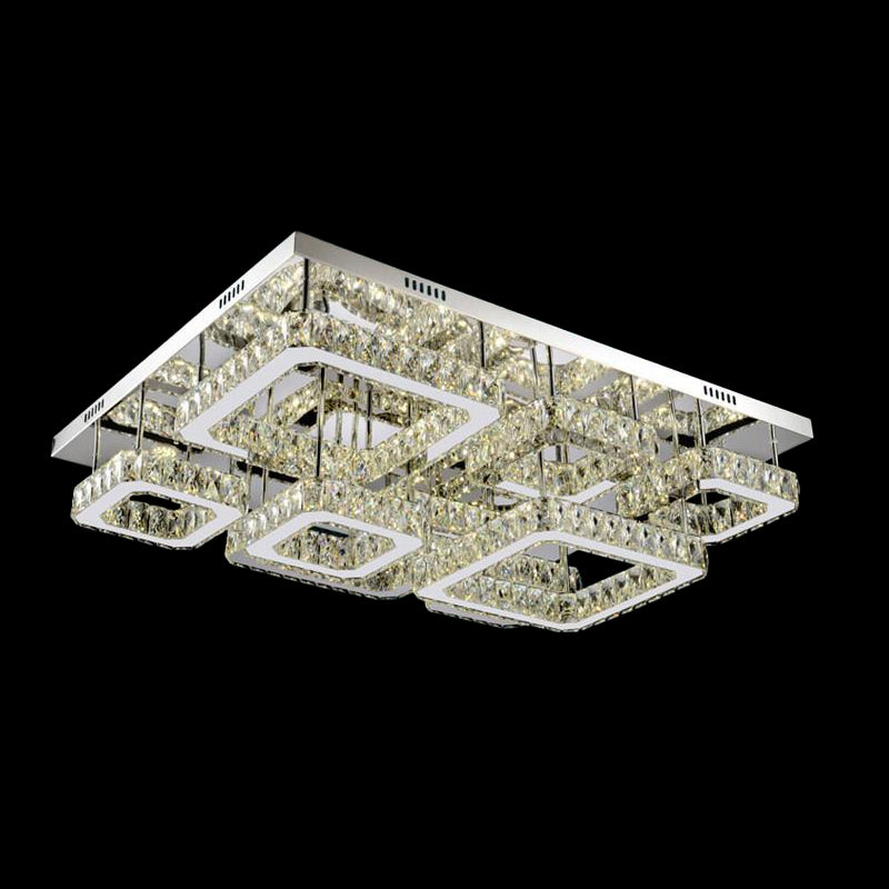 Chrome Square Flushmount Light Simplicity Clear Crystal LED Close to Ceiling Lighting for Living Room Clearhalo 'Ceiling Lights' 'Close To Ceiling Lights' 'Close to ceiling' 'Flush mount' Lighting' 2024920