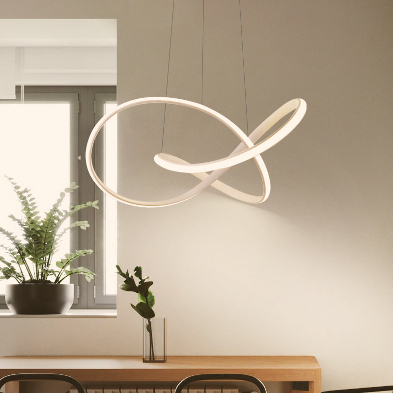 Seamless Curves Ceiling Light Minimal LED White/Black Chandelier Pendant in Warm/White Light Clearhalo 'Ceiling Lights' 'Chandeliers' 'Modern Chandeliers' 'Modern' Lighting' 202493