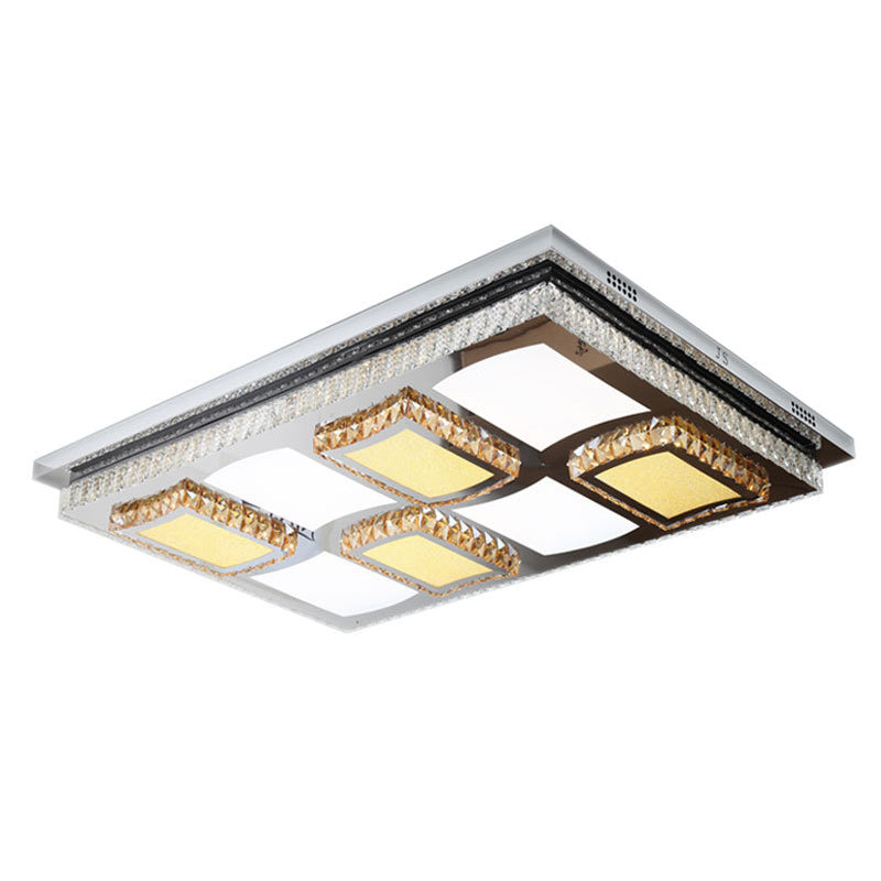 Rectangle Flush Mount Light Simple Clear Crystal Living Room LED Ceiling Lighting with Block Design Clear Clearhalo 'Ceiling Lights' 'Close To Ceiling Lights' 'Close to ceiling' 'Flush mount' Lighting' 2024946