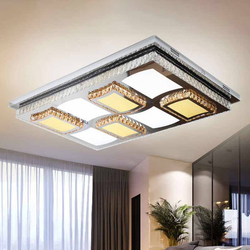 Rectangle Flush Mount Light Simple Clear Crystal Living Room LED Ceiling Lighting with Block Design Clearhalo 'Ceiling Lights' 'Close To Ceiling Lights' 'Close to ceiling' 'Flush mount' Lighting' 2024947